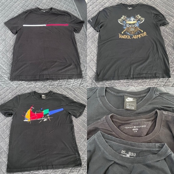 Under Armour Nike Tommy Hilfiger Shirt Men Large Bundle Lot Slight Fade Tee 4 P - Picture 1 of 7